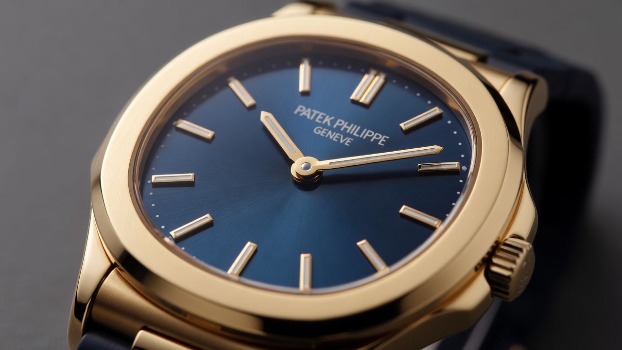 Patek Philippe Golden Ellipse dress watch blue dial detail