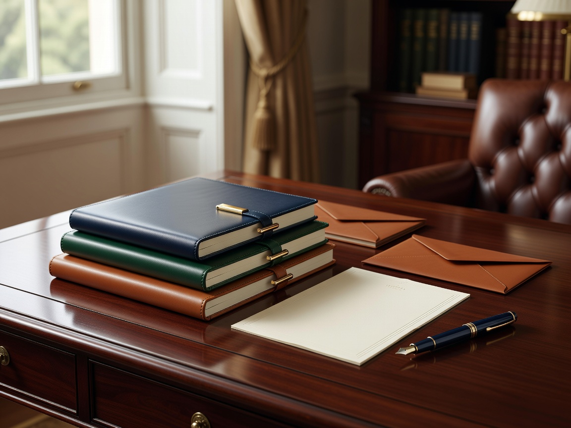Smythson of Bond Street handcrafted blue leather notebooks and gilt edged paper